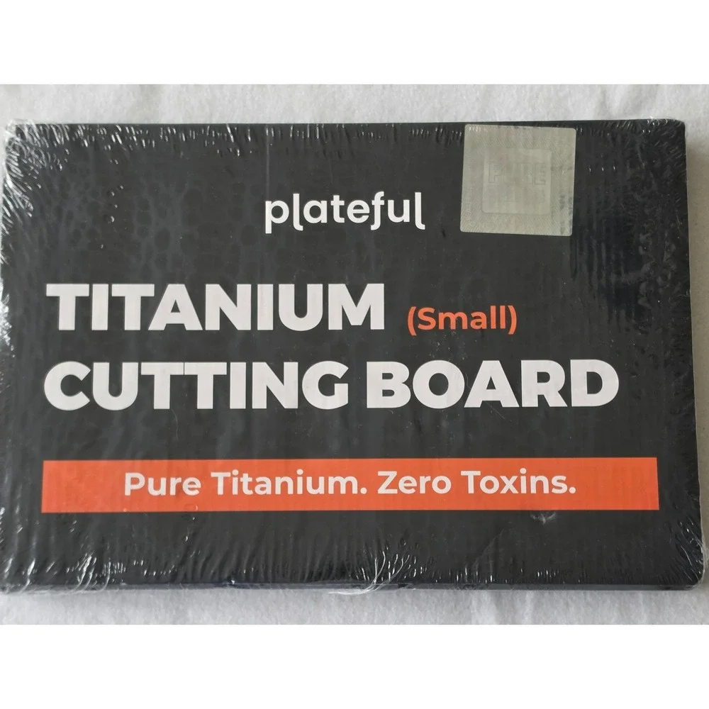 Plateful Titanium Cutting Board Small 12x8 Pure Titanium Antimicrobial Silver